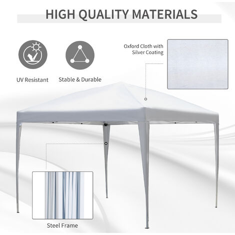 Outsunny 3 x 3M Garden Heavy Duty Pop Up Gazebo Marquee Party Tent Wedding  Canopy (White)