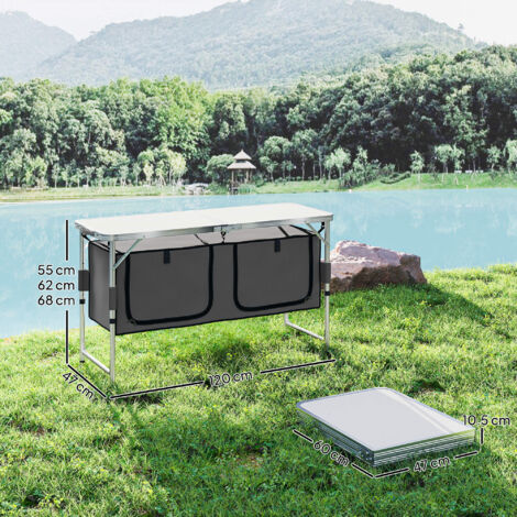 Outsunny Picnic Table Camping Folding Portable Dining Storage Garden ...