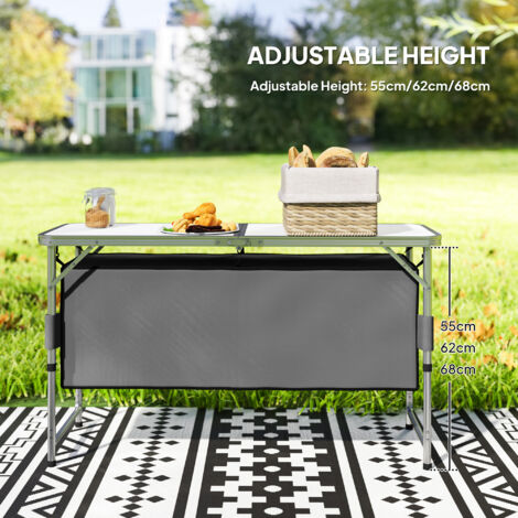 Outsunny Picnic Table Camping Folding Portable Dining Storage Garden ...