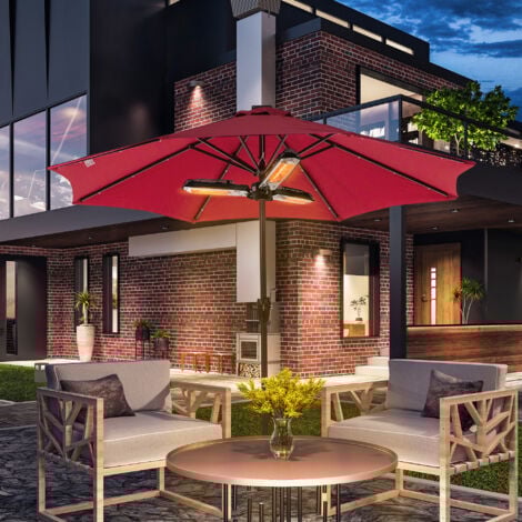 Outsunny Electric Parasol Heater Infrared Quartz 2000W Outdoor Umbrella mounted