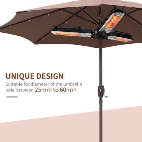 Outsunny Electric Parasol Heater Infrared Quartz 2000W Outdoor Umbrella mounted