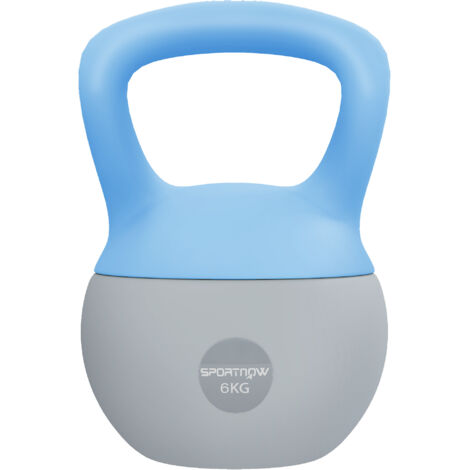 SPORTNOW 6KG Kettlebell w/ Soft Body, Non-Slip Handle, Light Blue and Grey