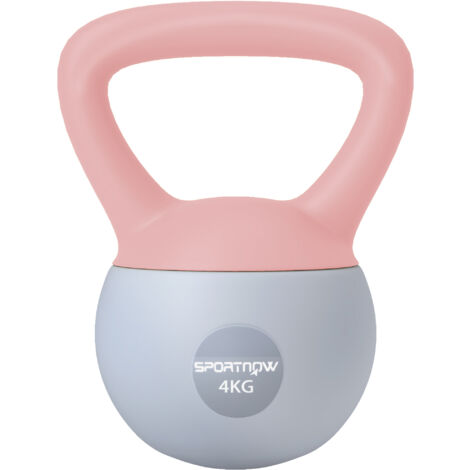 SPORTNOW 4KG Kettlebell with Soft Body and Non-Slip Handle, Pink and Grey