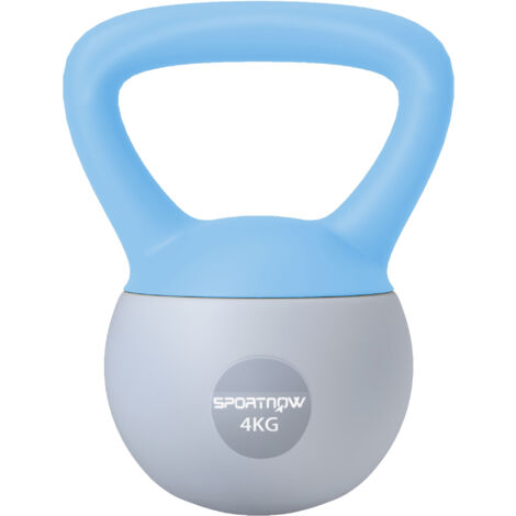 SPORTNOW 4KG Kettlebell w/ Soft Body, Non-Slip Handle, Light Blue and Grey