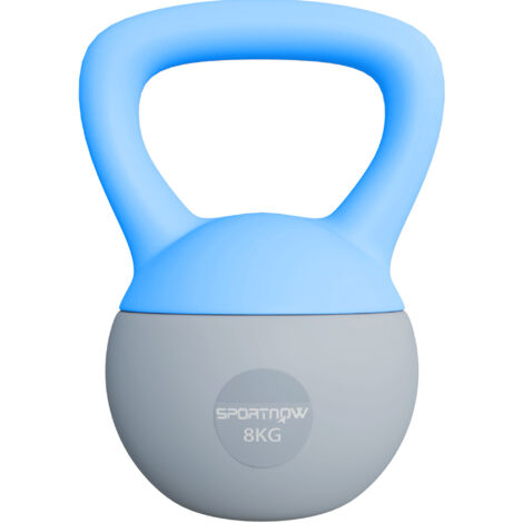 SPORTNOW 8KG Kettlebell w/ Soft Body, Non-Slip Handle, Light Blue and Grey (1/5)
