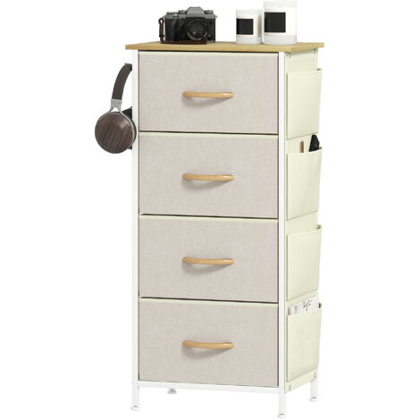 HOMCOM Fabric Chest of Drawers, 4 Drawer Dresser for Bedroom, Beige (1/5)