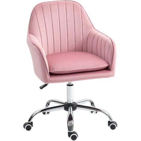 HOMCOM Office Chair, Swivel Desk Chair w/ Adjustable Height, Dark Pink (1/5)