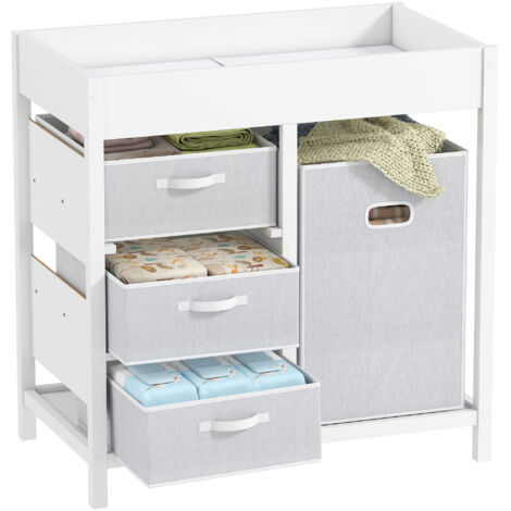 AIYAPLAY Baby Changing Unit with 4 Drawers, Diaper Changing Table, White (1/5)