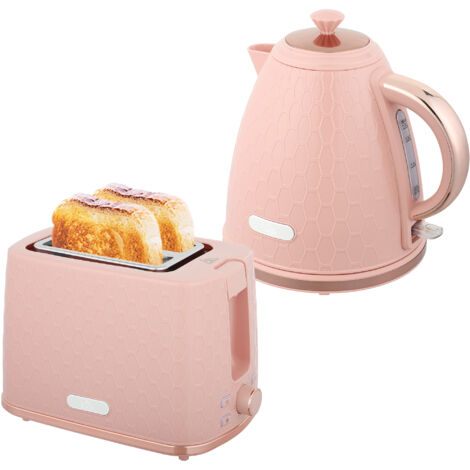 HOMCOM Kettle and Toaster Set 1.7L Fast Boil Kettle & Toaster Set Pink