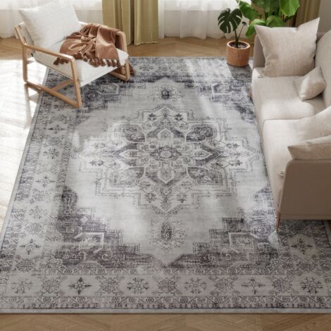 HOMCOM Flannel Non-Slip Washable Rug for Living Room, 290 x 200 cm, Grey (1/5)
