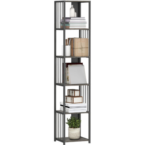 HOMCOM 5-Tier Bookshelf, Freestanding Display Storage Unit, Grey (1/5)