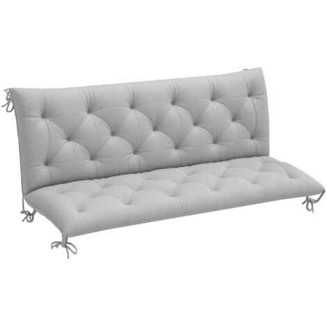 Outsunny 2/3 Seater Garden Bench Cushion Outdoor Seat Pad with Ties Light Grey