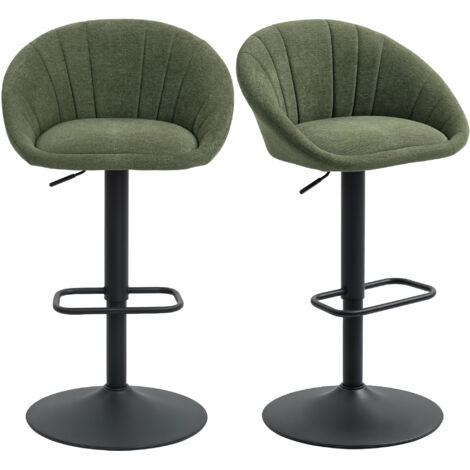HOMCOM Swivel Bar Stools Set of 2 Height Adjustable Bar Chairs Dark Green