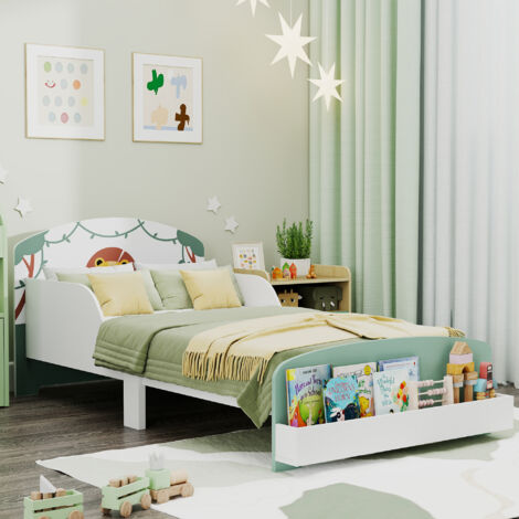 AIYAPLAY Toddler Bed, Lion-Themed Kids Bed Frame with Storage, Green (1/5)