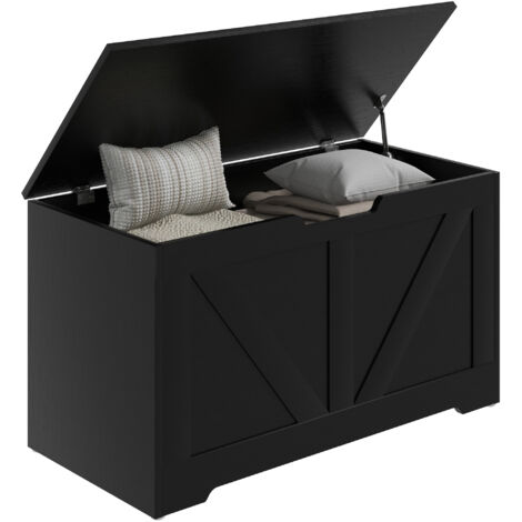 HOMCOM Storage Trunk for Living Room, with Safety Hinges, 80cm, Black