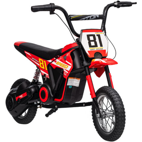 AIYAPLAY 24V Battery Powered Ride On Motorcycle with Rear Suspension, Red (1/5)