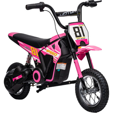 AIYAPLAY 24V Battery Powered Ride On Motorcycle with Rear Suspension, Pink (1/5)