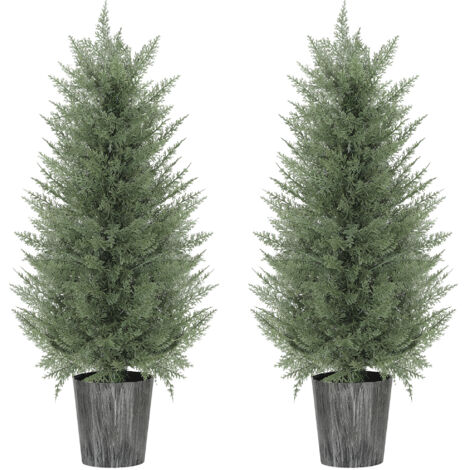 HOMCOM Set of 2 Artificial Cypress Trees with PE Leaves for Indoor Outdoor