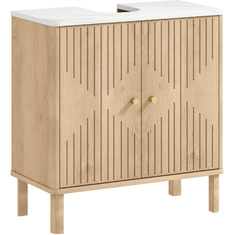 HOMCOM Under Sink Bathroom Cabinet for Basin without or with Pedestal, Oak