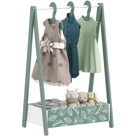 AIYAPLAY Baby Clothing Rack with Hangers, Shelf, Kids Clothes Rail, Green (1/5)