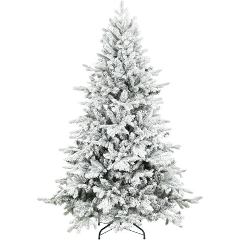 HOMCOM 6ft Artificial Christmas Tree with Snow, Hinged Xmas Tree (1/5)