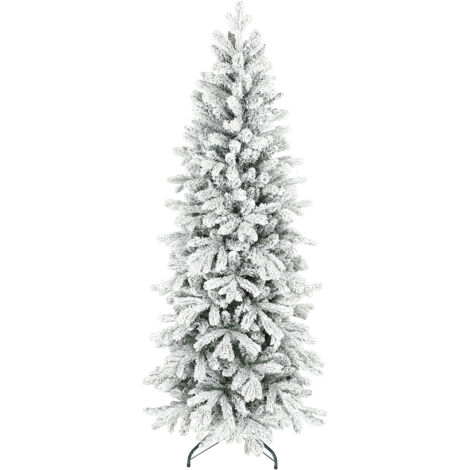 HOMCOM 6ft Pencil Christmas Tree with Snow, Realistic Tips, Easy Assembly (1/5)