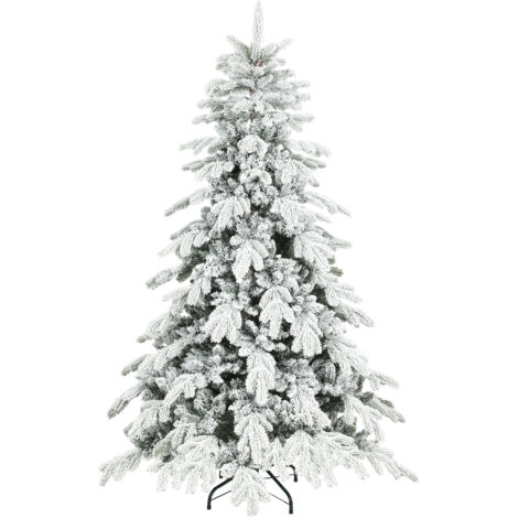 HOMCOM 6ft Christmas Tree with Flocked Realistic Tips, Hinged Xmas Tree (1/5)