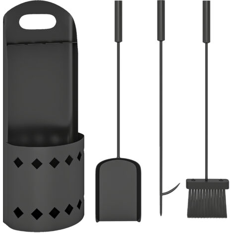 Outsunny 4 PCS Fireplace Companion Set, Metal Fireside Companion Set, Black (1/5)