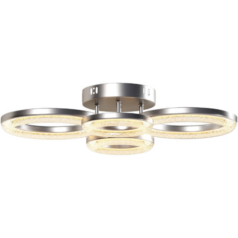 HOMCOM Modern 4-Ring Flush Mount Ceiling Light, LED Ceiling Light, Silver (1/5)