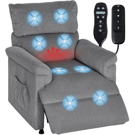 HOMCOM Massage Recliner with Quiet Motor, Power Reclining Chair, Grey (1/5)