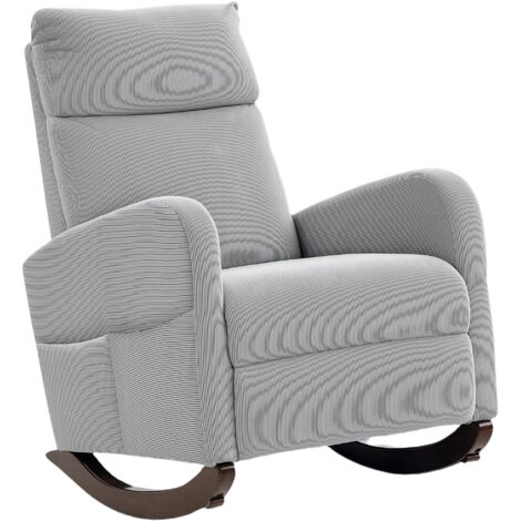 HOMCOM Modern High Back Corduroy Leisure Rocking Chair for Nursery, Grey (1/5)