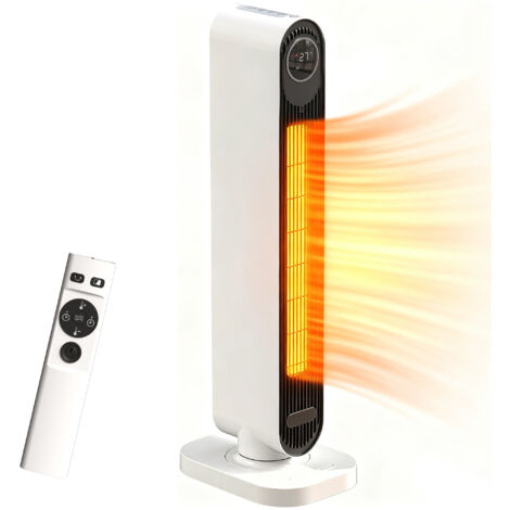 HOMCOM Ceramic Electric Heater, 2000W Fan Space Heater, White (1/5)