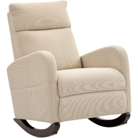 HOMCOM Modern High Back Corduroy Leisure Rocking Chair for Nursery, Beige (1/5)