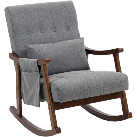 HOMCOM Modern High Back Rocking Chair with Solid Wood Legs, Grey (1/5)