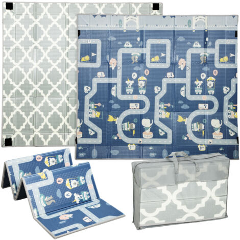 AIYAPLAY Foldable Baby Play Mat, Baby Playpen, Traffic & Grey Diamond Theme