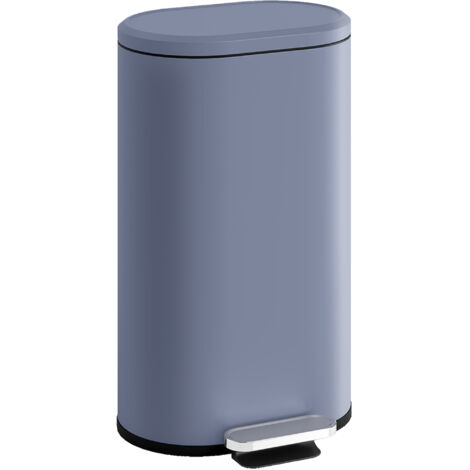HOMCOM Slim Rectangular Pedal Bin with Soft-Close Lid, 30L Kitchen Bin, Grey