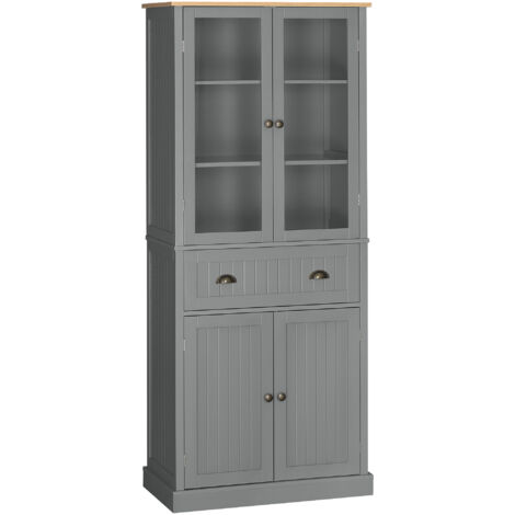 HOMCOM Tall Kitchen Cupboard, 5-tier Storage Cabinet with Adjustable Shelves