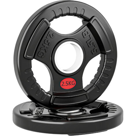 SPORTNOW 2 x 2.5kg Olympic Weight Plates, Weight Plate Discs with Tri-Grips