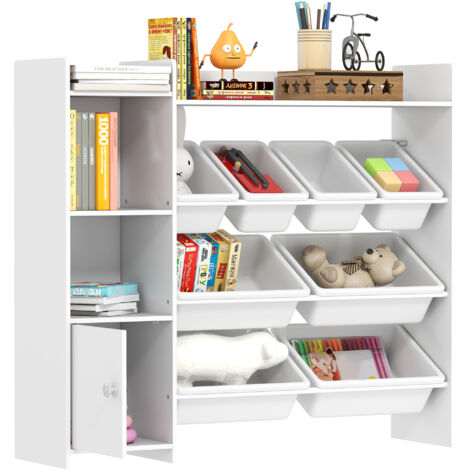 AIYAPLAY Toy Storage Unit with 8 Removable Bins, Storage Shelves, Cabinet