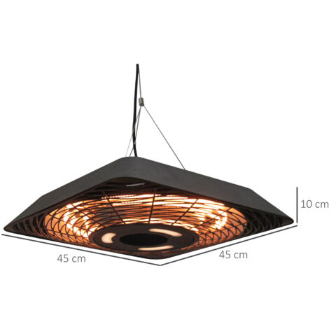 Outsunny 2000W Patio Electric Hanging Ceiling Heater Halogen Remote Aluminium