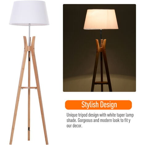 Wooden Tripod Floor Lamp Light E27 Base, Threshold Wood Tripod Floor Lamp