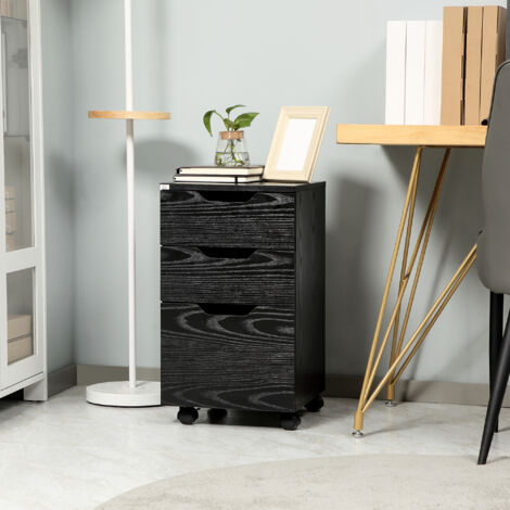 HOMCOM 3 Drawer Storage Cabinet Under Desk with w Slide Wheels for Home Office