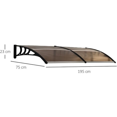 Outsunny Outdoor Curved Window Porch Canopy Awning UV Rain Cover 0.8x2m Brown