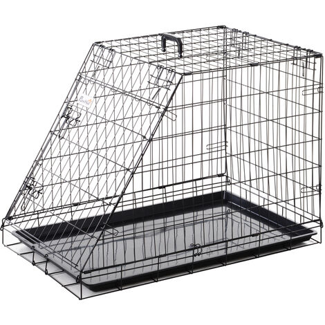 Pawhut Trapeze Collapsible Dog Pet Travel Box Cage Removable Tray 93Lx58Wx65H cm