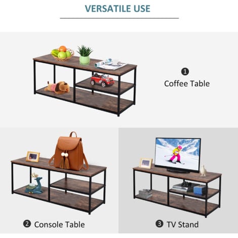 HOMCOM Industrial TV Stand Cabinet w/ Storage&2 Shelves Metal Frame Living Room