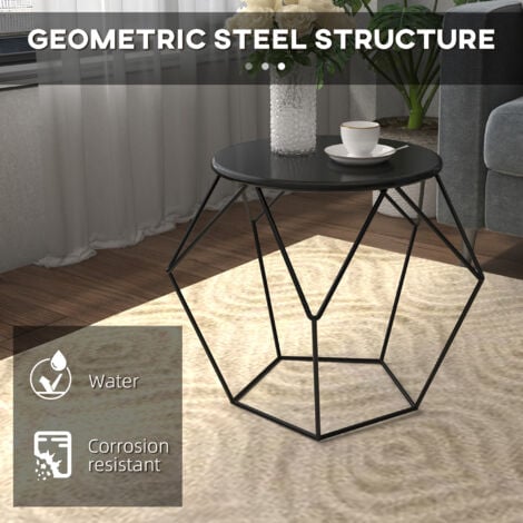 HOMCOM Coffee Table Side Table Nordic Minimalist Style Steel Living Room