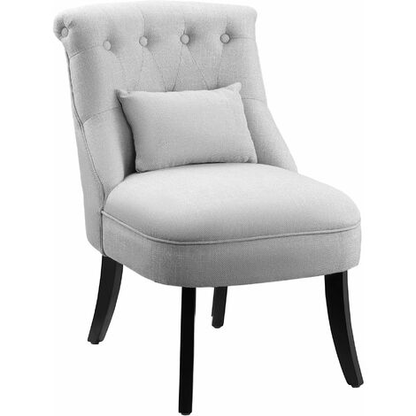 HOMCOM Fabric Single Sofa Armchair Upholstered w/Pillow Wood Leg Livingroom Grey