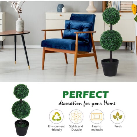 Outsunny 2 PCS Artificial Boxwood Decorative  Plant Leaves 67cm