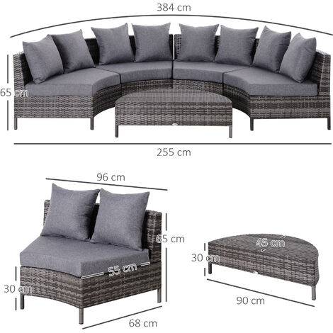 Outsunny 5PCS Garden Rattan Wicker Sofa Outdoor Patio Furniture Set w/ Pillow