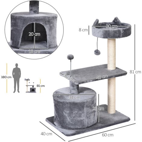 PawHut Mult-level Cat Tree for Indoor Cats Scratch Post Scratcher Climbing Condo Grey